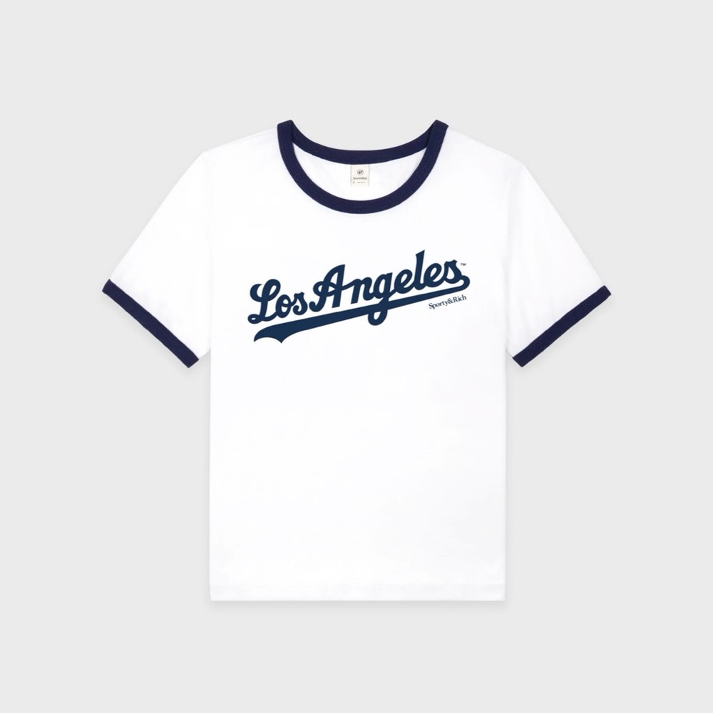 Sporty & Rich Dodgers Ringer Tee - White/Navy